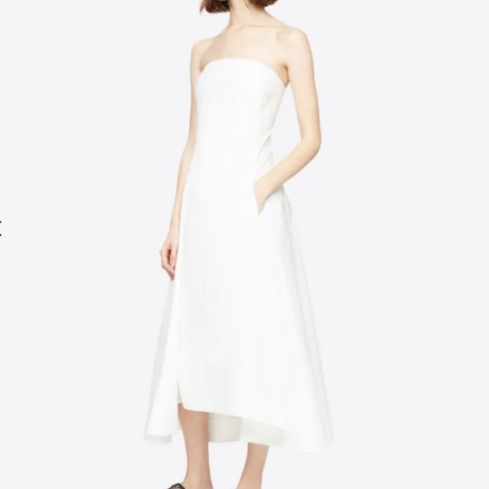 3.1 Phillip Lim Strapless White Midi Dress